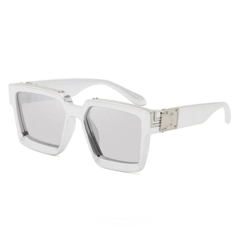 Silver and White Mirror Tint Sunglasses Unisex